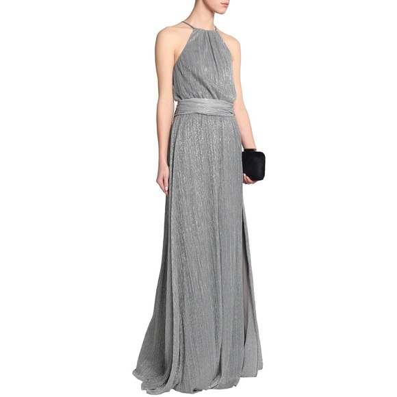 halston heritage silver gown